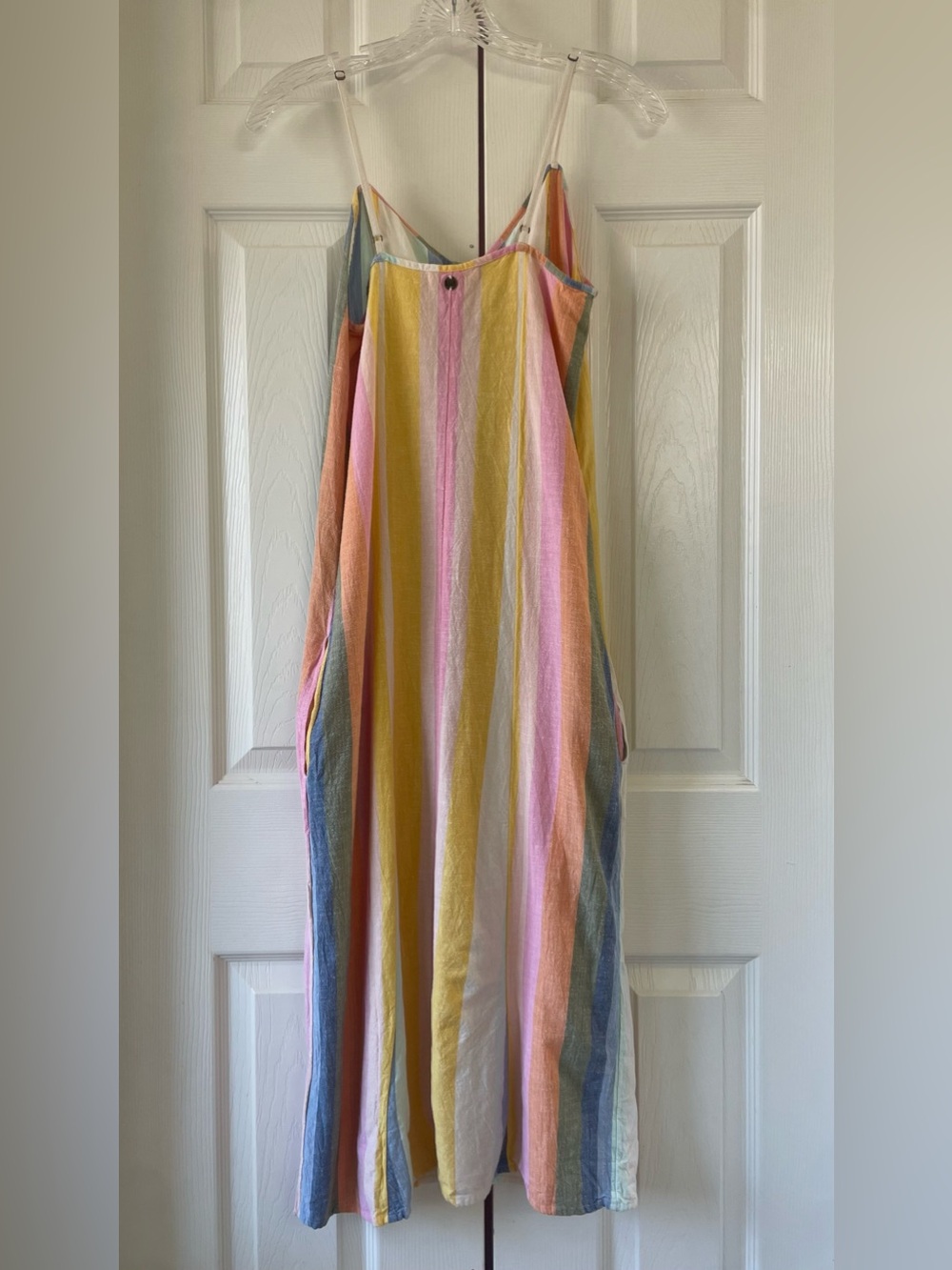 Billabong Lucky Us Striped Midi Dress Pastel Button Front Pockets Size Small - Picture 3 of 14